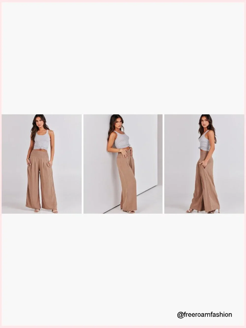 Linen Palazzo Pants Wide Leg High Waist Casual Lounge Pants